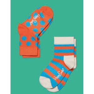 Happy Socks Kids New Striped & Polka Dot Cotton Socks 2 Pair NWT